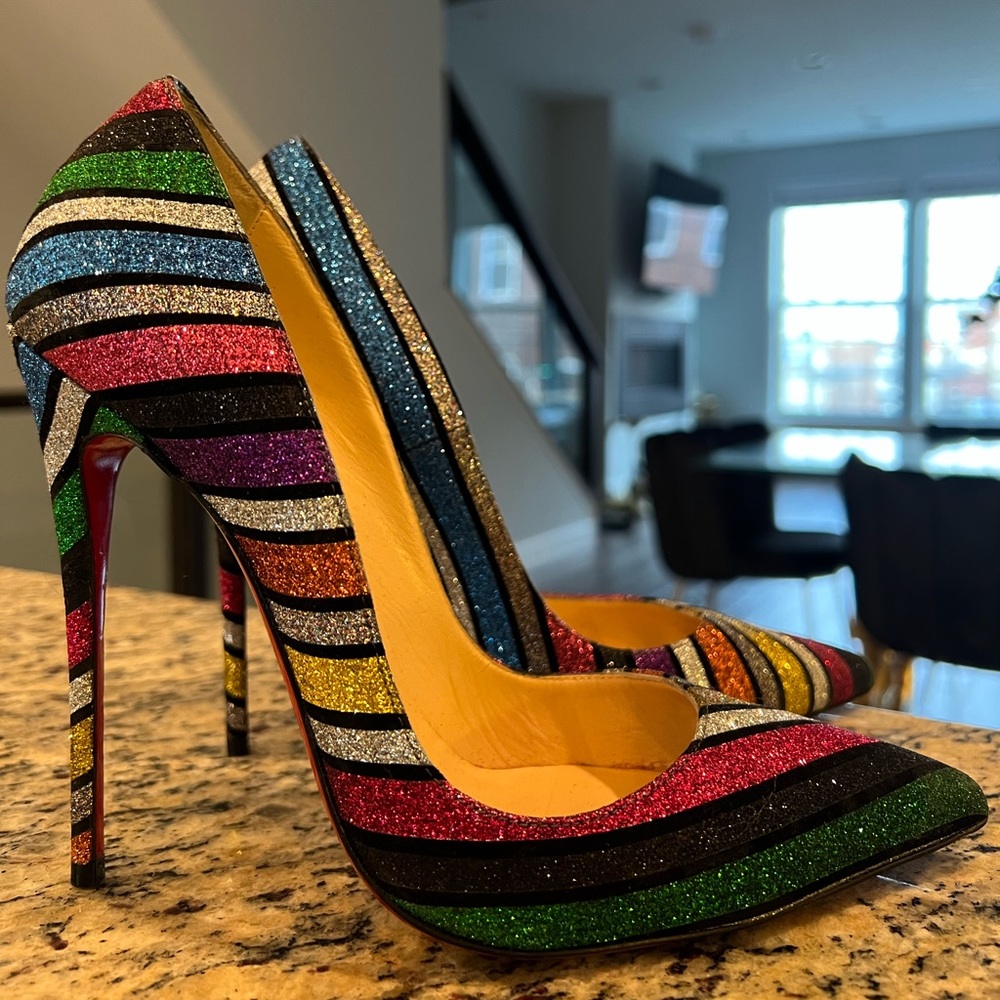 Women's Multicoloured So Kate 120 Rainbow Glitter Leather Pump Euro size 39